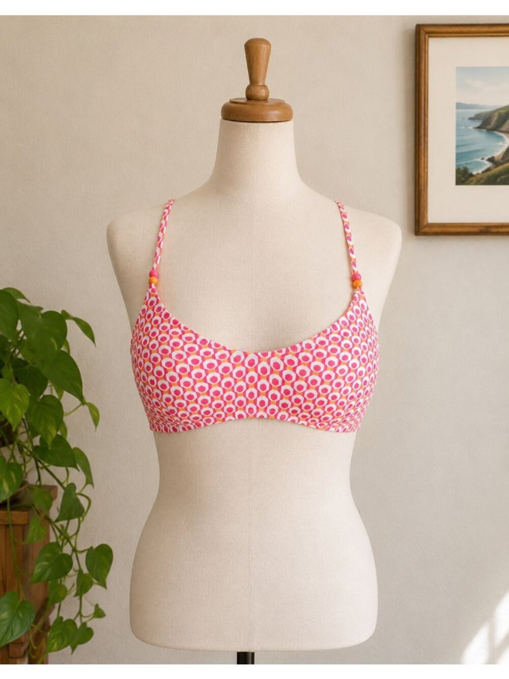 Women's Geometric Print Bralette Bikini Top Size Small (4-6) NWT - No Boundaries